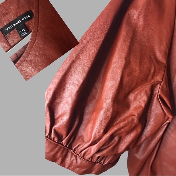 NEW LEATHER TOP WHO WHAT WEAR IN MARRÓN COLOR - Picture 6 of 9